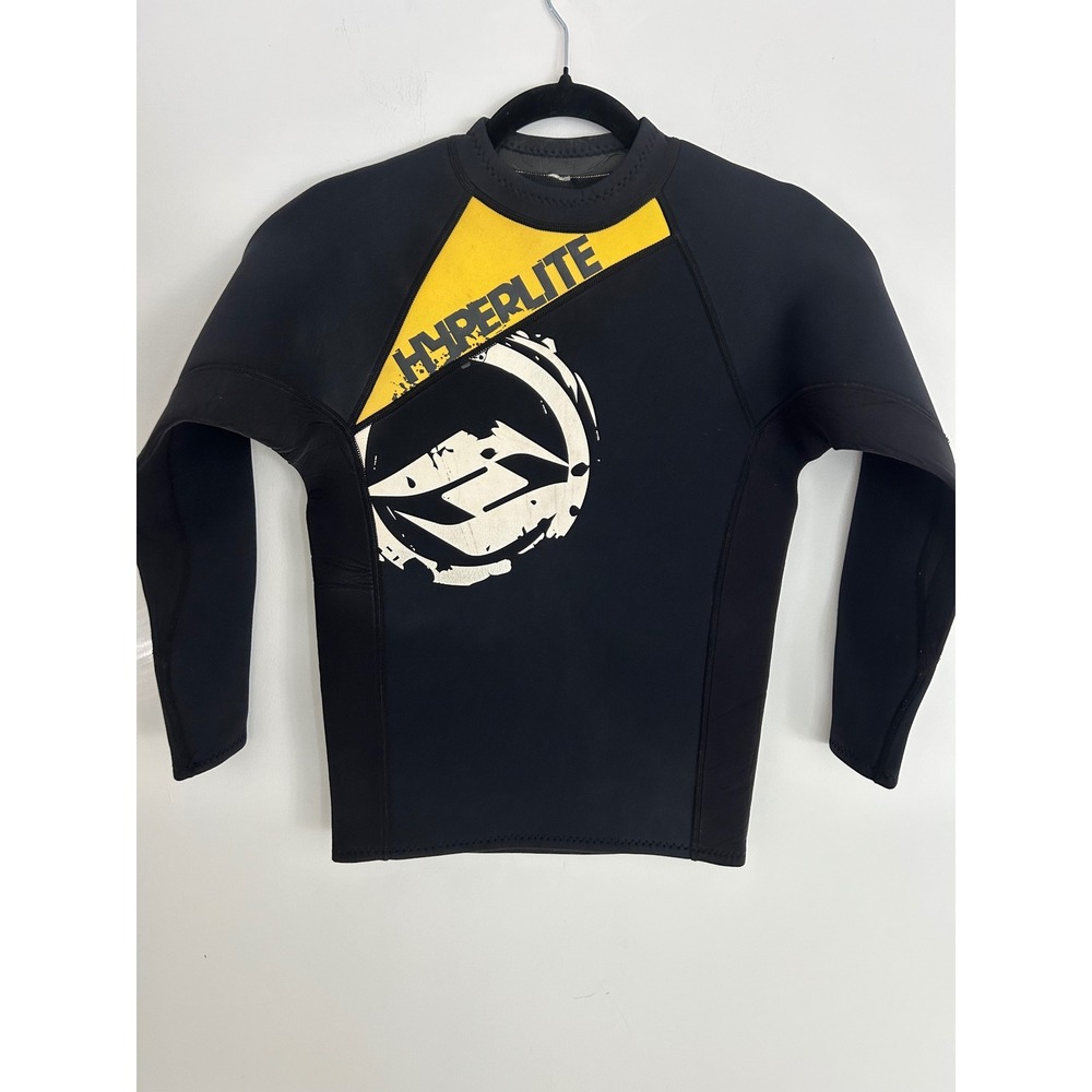 Hyperlite Wetsuit Top Long Sleeve Neoprene Rash Guard Black Yellow Mens Small